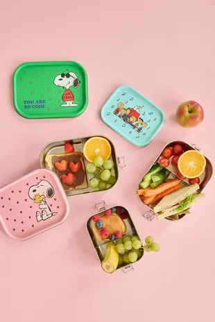 Rice Roestvrijstalen Lunchbox - Groen - Snoopy Print