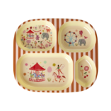 Rice Kinderbord met 4 Compartimenten - Roze - Fun Fair Print