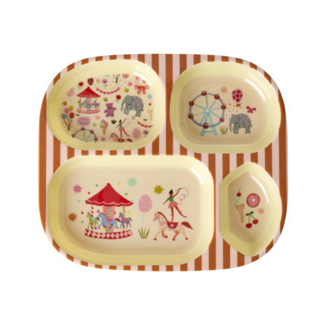 Rice Kinderbord met 4 Compartimenten - Roze - Fun Fair Print