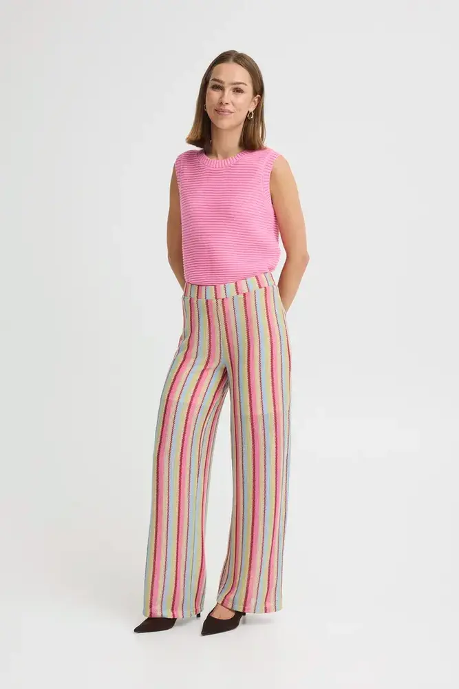 ICHI Libella Pants - Multi pastel Stripe