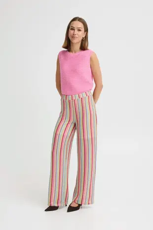 ICHI Libella Pants - Multi pastel Stripe