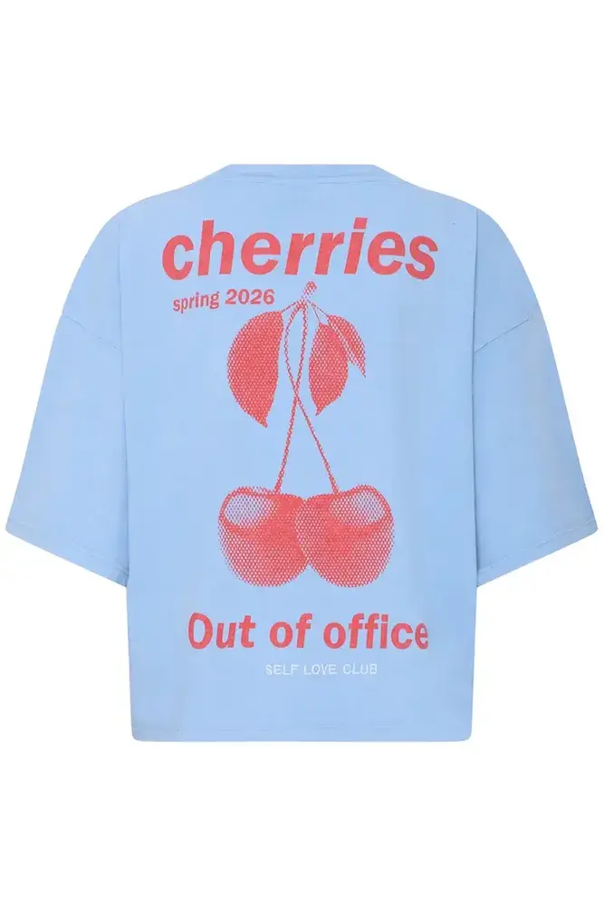 ICHI Nica Shirt - Powder Blue/Fiery Red