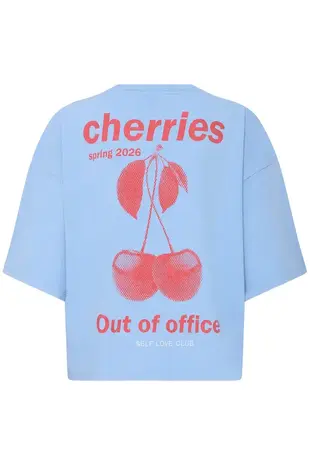 ICHI Nica Shirt - Powder Blue/Fiery Red