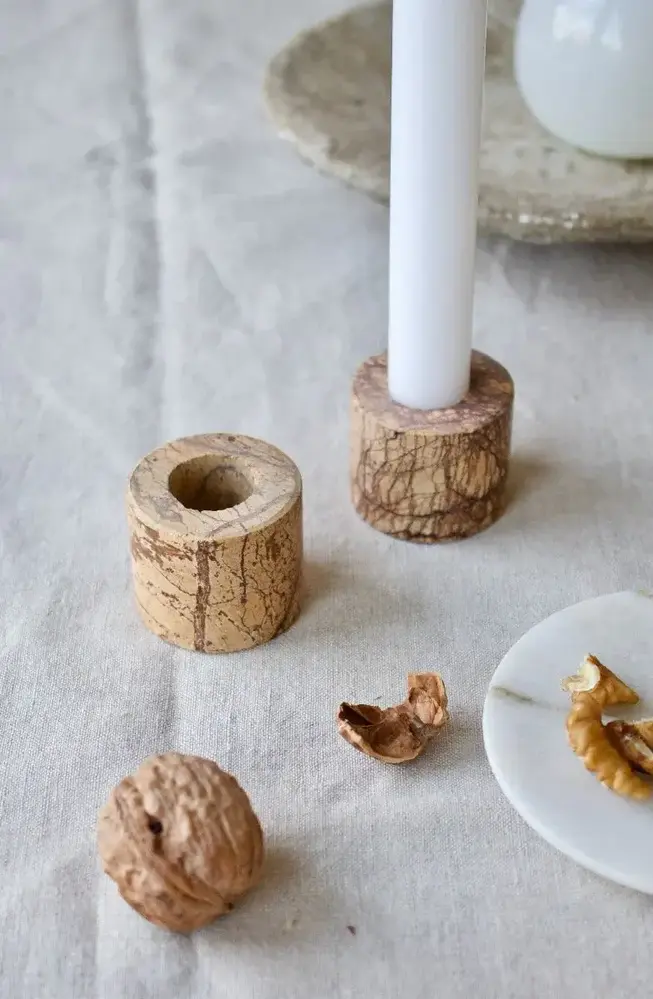 de Weldaad Kandelaar marble - Bruin