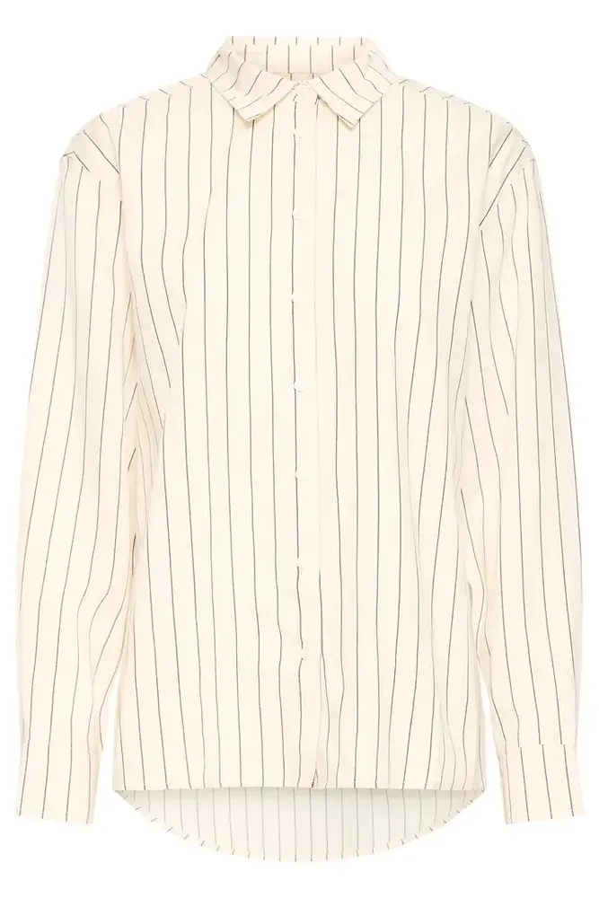 ICHI Beccos Shirt - Birch/Black Stripe