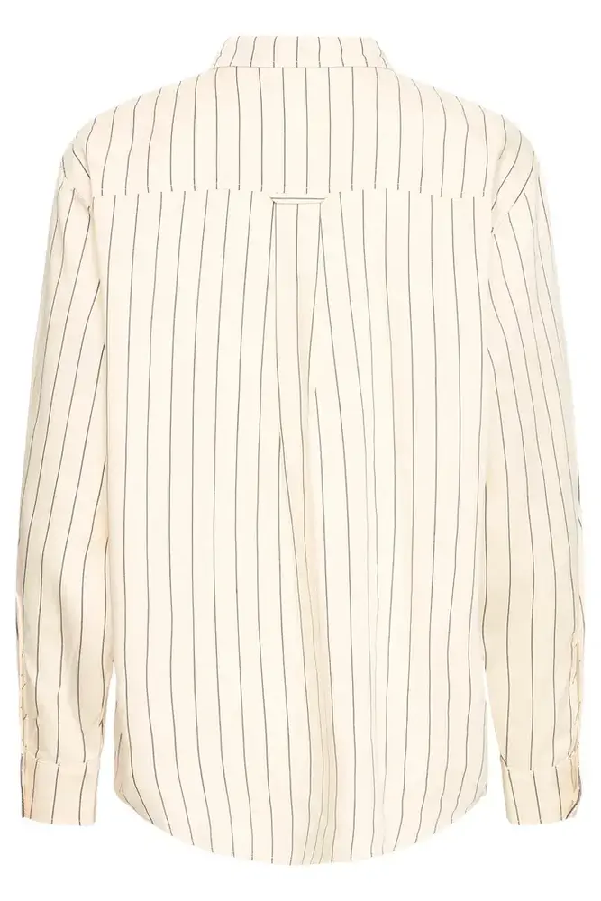 ICHI Beccos Shirt - Birch/Black Stripe