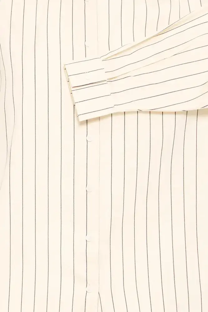 ICHI Beccos Shirt - Birch/Black Stripe