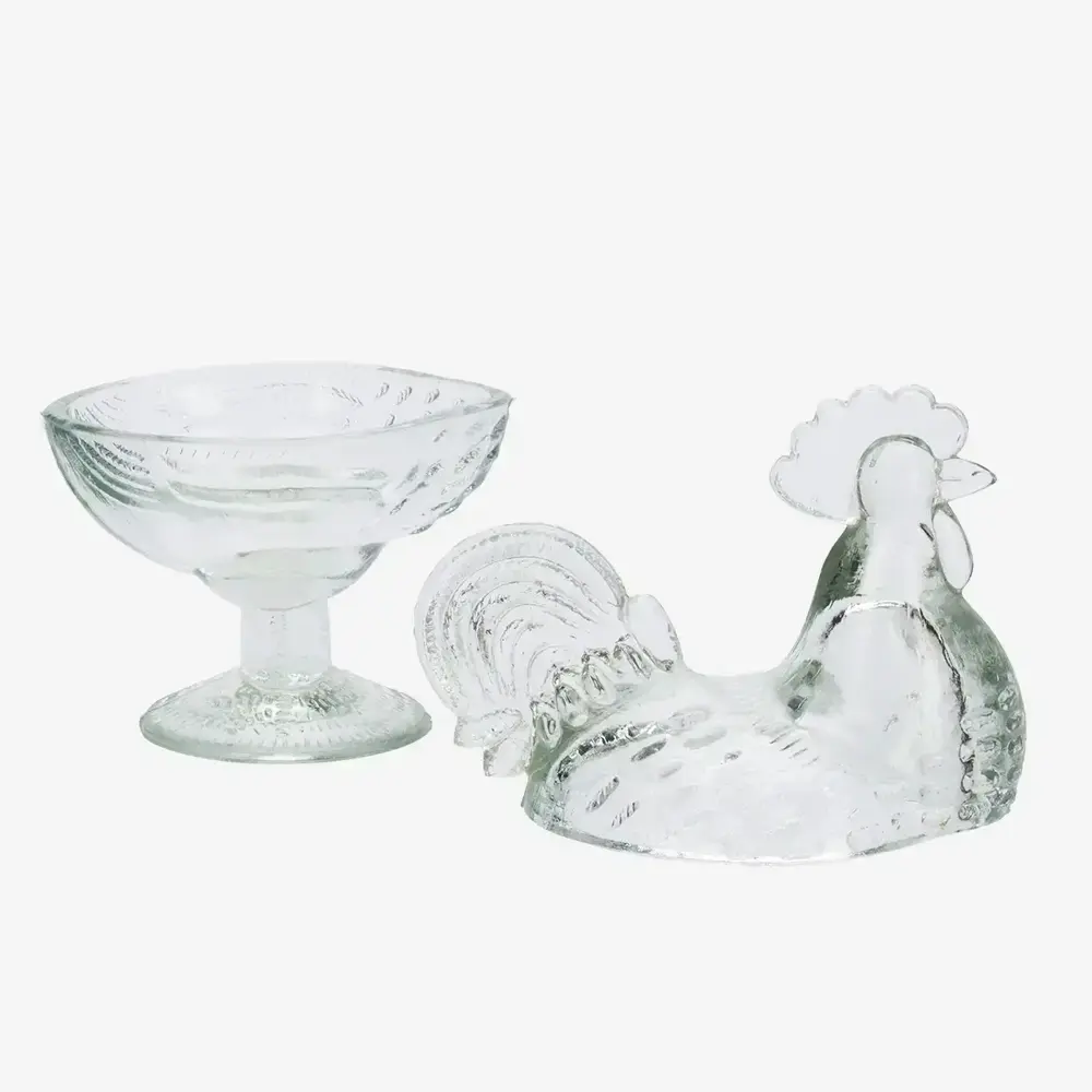 Madam Stoltz Glass hen bowl