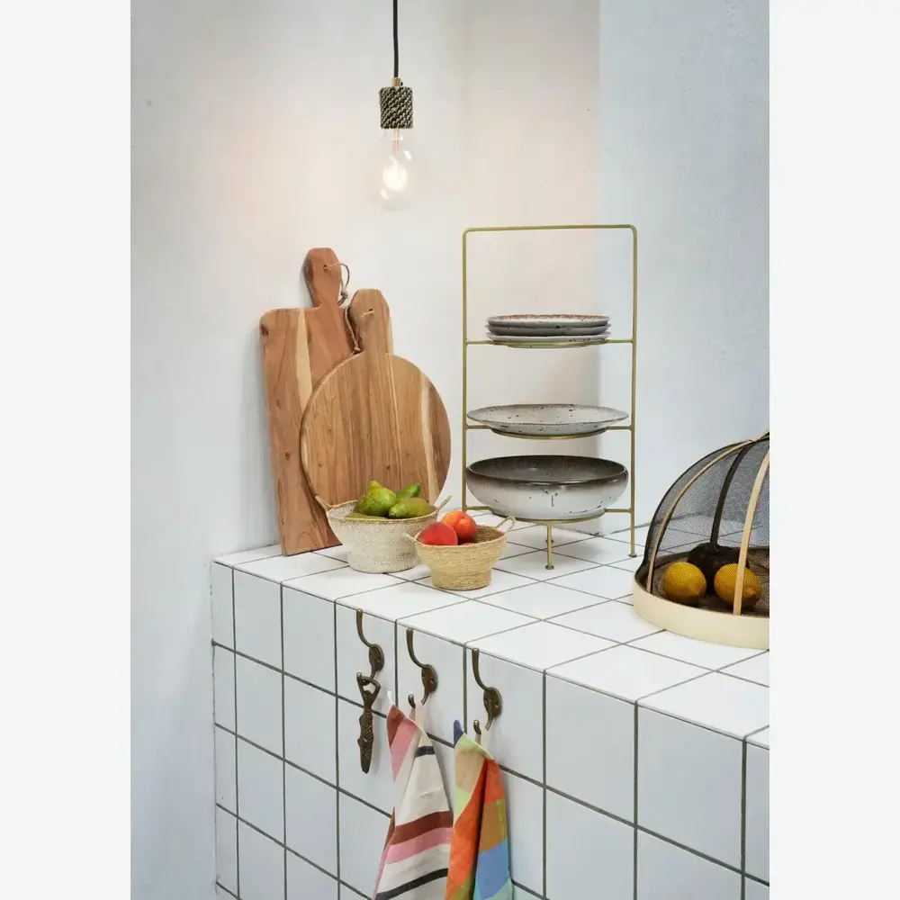 Madam Stoltz Striped kitchen towel - Pink/Rust