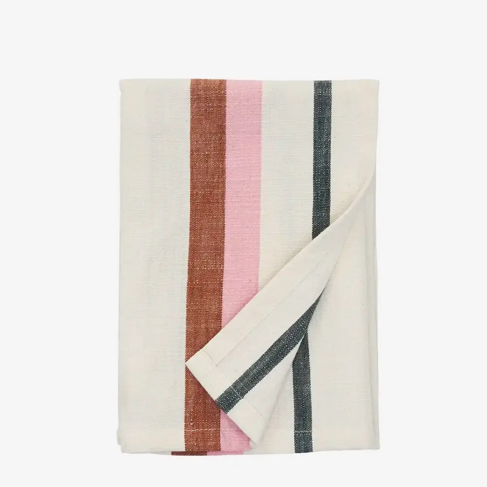 Madam Stoltz Striped kitchen towel - Pink/Rust