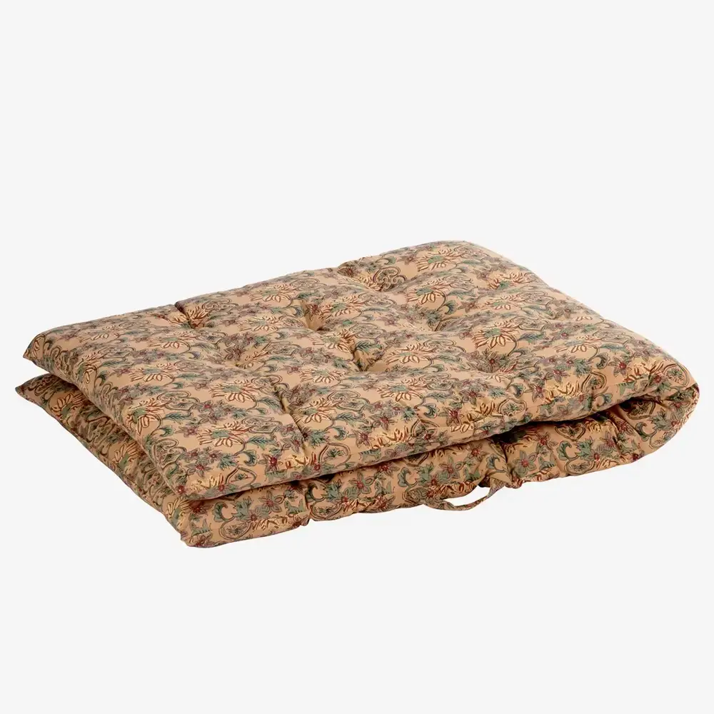 Madam Stoltz Printed cotton mattress - Peach, sea green, brown, sand
