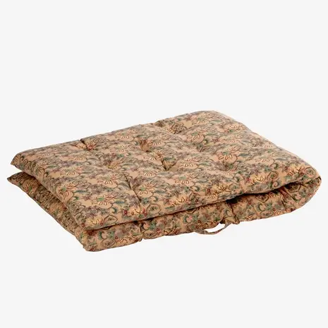 Madam Stoltz Printed cotton mattress - Peach, sea green, brown, sand