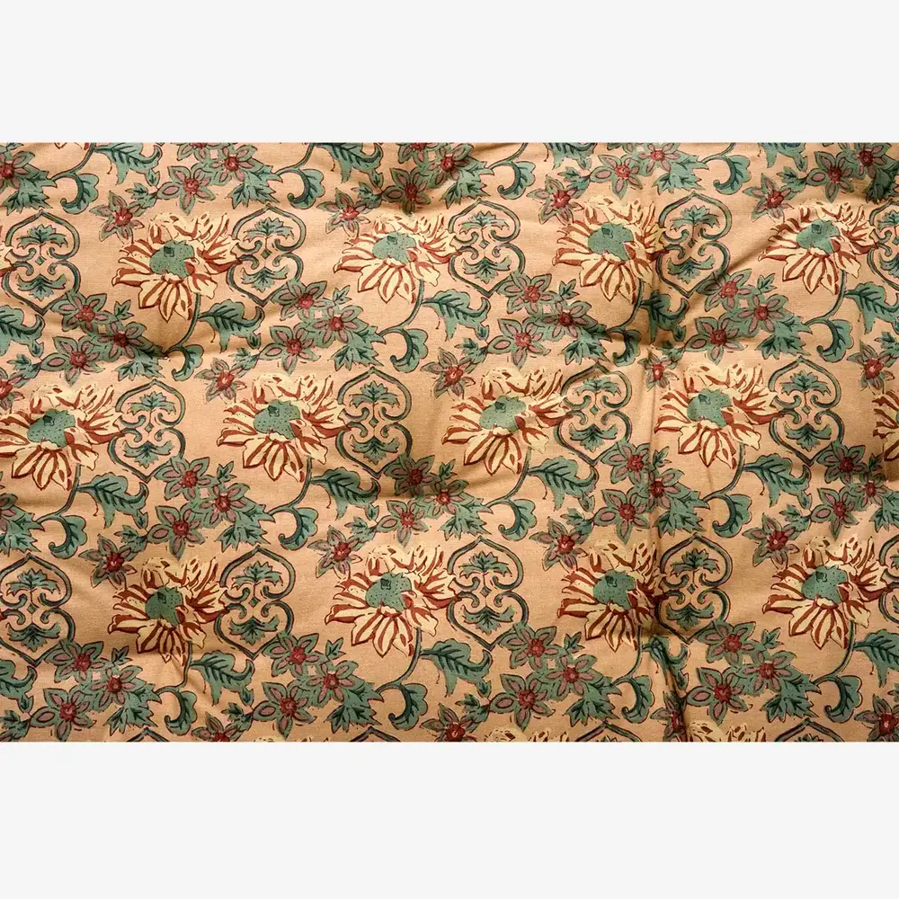 Madam Stoltz Printed cotton mattress - Peach, sea green, brown, sand