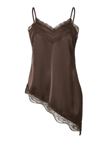 YAS Eveline Lace Strap Top – Chocolate Brown