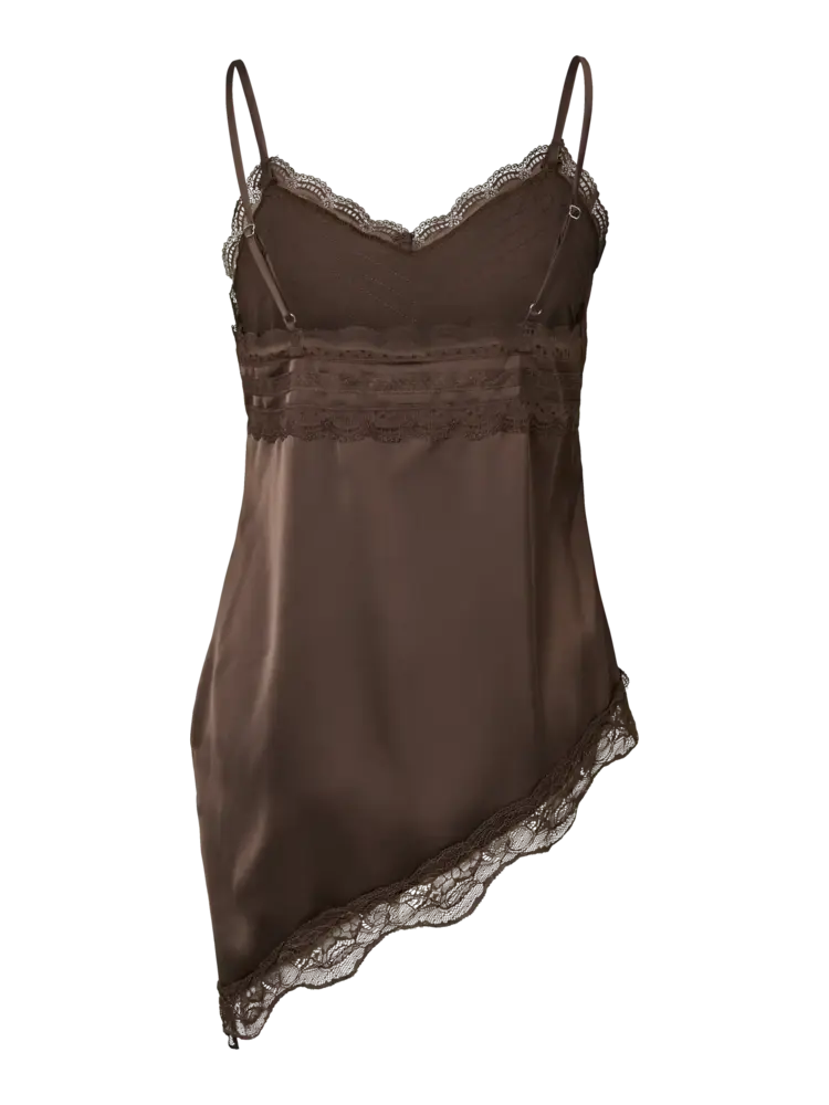 YAS Eveline Lace Strap Top – Chocolate Brown