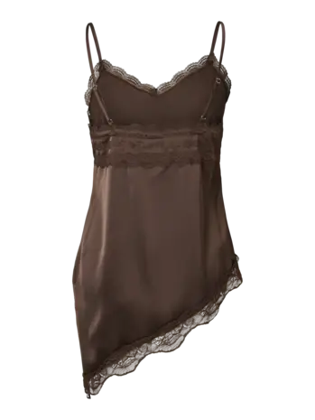 YAS Eveline Lace Strap Top – Chocolate Brown
