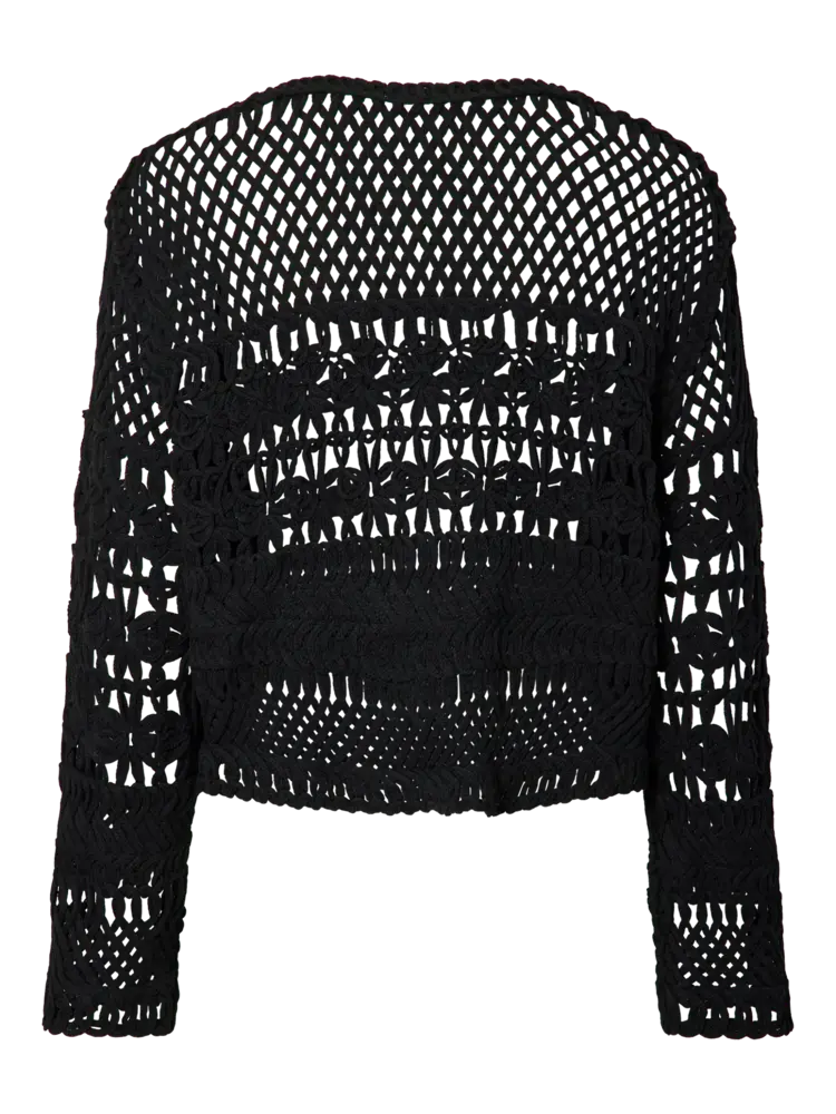 YAS Kahlua LS Crochet Cardigan – Black