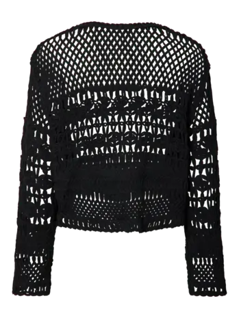 YAS Kahlua LS Crochet Cardigan – Black