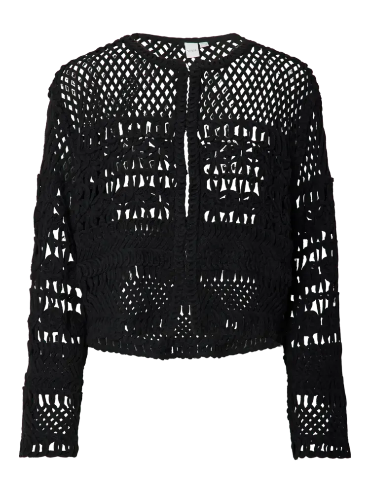 YAS Kahlua LS Crochet Cardigan – Black