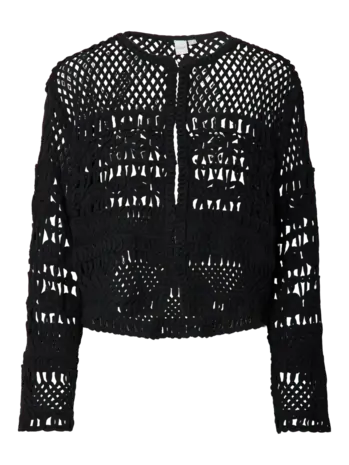 YAS Kahlua LS Crochet Cardigan – Black