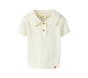 Lil' Atelier Hitos Loose SS Polo Knit – Coconut Milk