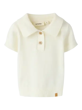 Lil' Atelier Hitos Loose SS Polo Knit – Coconut Milk