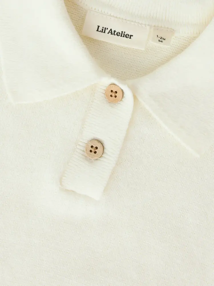 Lil' Atelier Hitos Loose SS Polo Knit – Coconut Milk