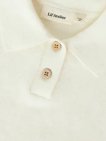 Lil' Atelier Hitos Loose SS Polo Knit – Coconut Milk