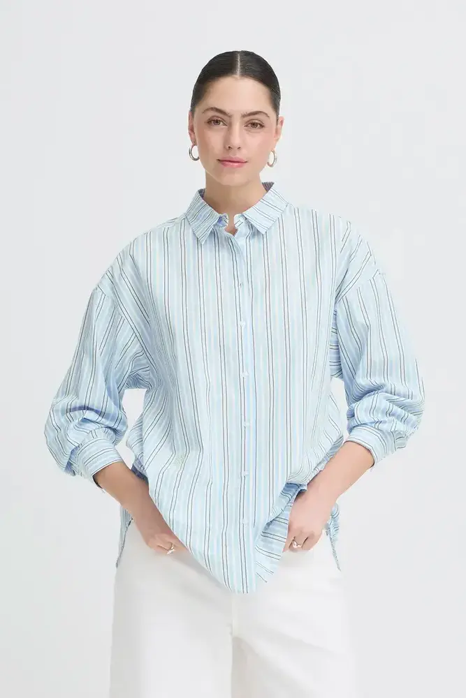 ICHI Samia Shirt - Powder Blue Stripe