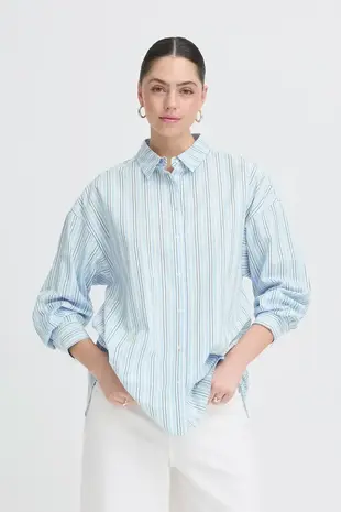 ICHI Samia Shirt - Powder Blue Stripe