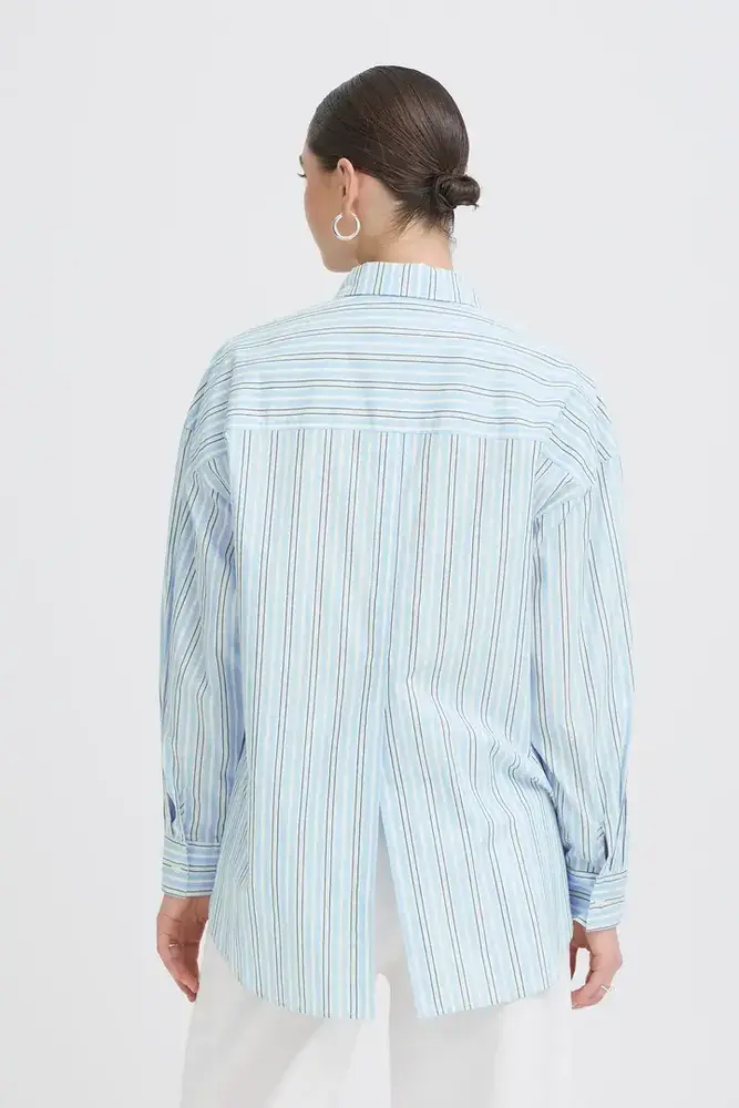 ICHI Samia Shirt - Powder Blue Stripe