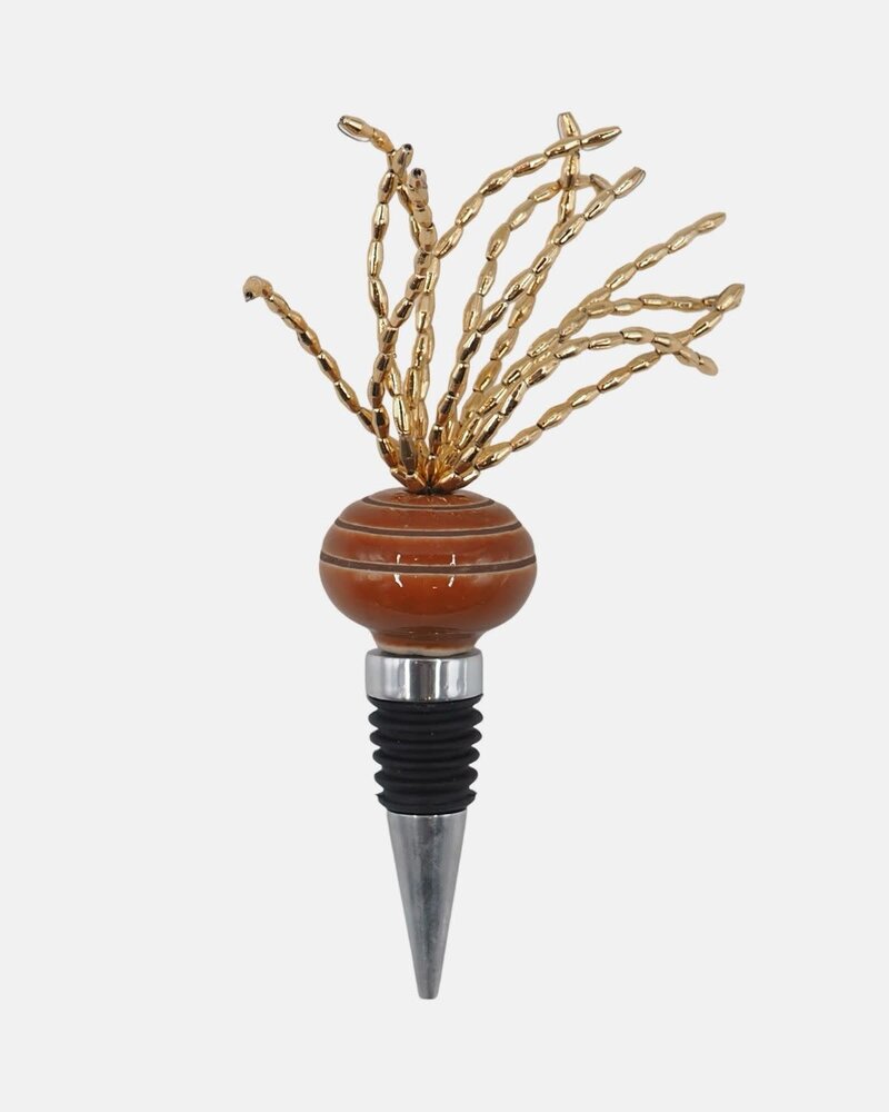 Studio Noticed Flessenstop met keramiek roest bruin