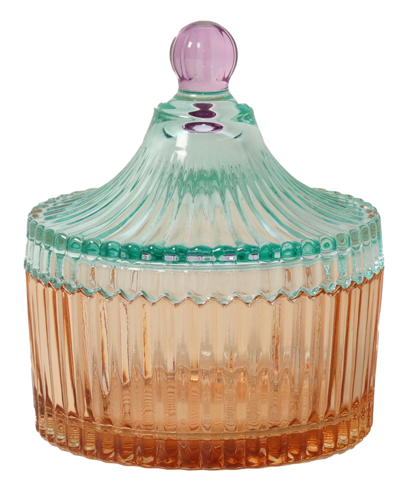 Eja International Bonbonniere w/stripes - Orange/light mint