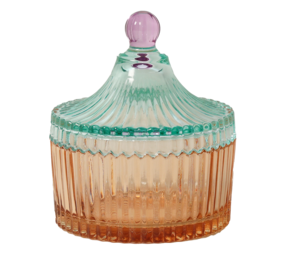 Eja International Bonbonniere w/stripes - Orange/light mint