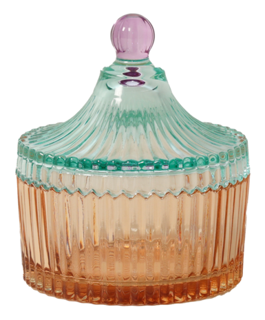 Eja International Bonbonniere w/stripes - Orange/light mint