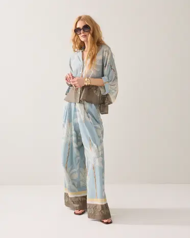 Summum Woman Blouse Palmtree print - Glacier Blue