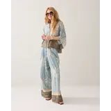 Summum Woman Trousers Palmtree print single border - Glacier Blue