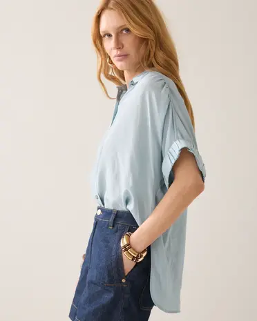 Summum Woman Blouse short sleeves Viscose cotton - Glacier Blue