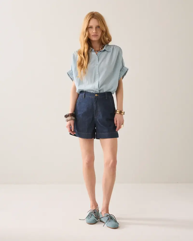 Summum Woman Blouse short sleeves Viscose cotton - Glacier Blue