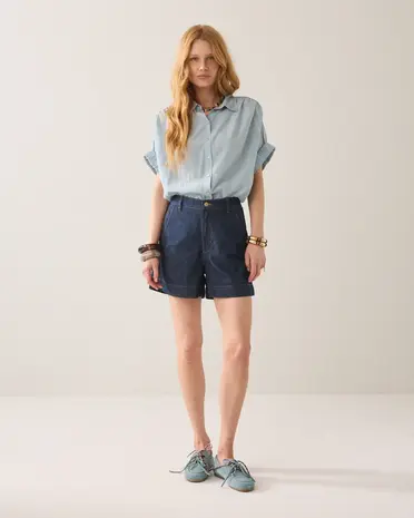 Summum Woman Blouse short sleeves Viscose cotton - Glacier Blue