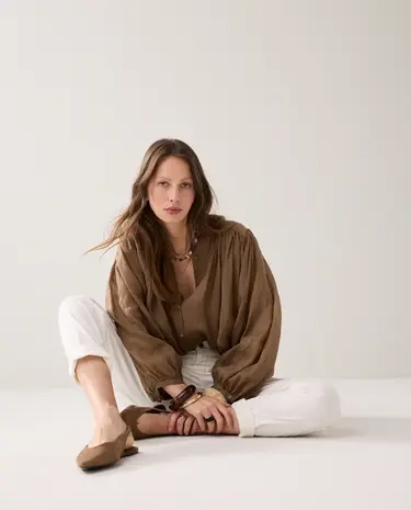 Summum Woman Blouse Ramie - Dark Clay Summum Woman Blouse Ramie - Dark Clay