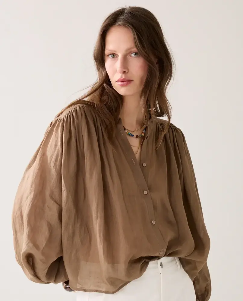 Summum Woman Blouse Ramie - Dark Clay Summum Woman Blouse Ramie - Dark Clay