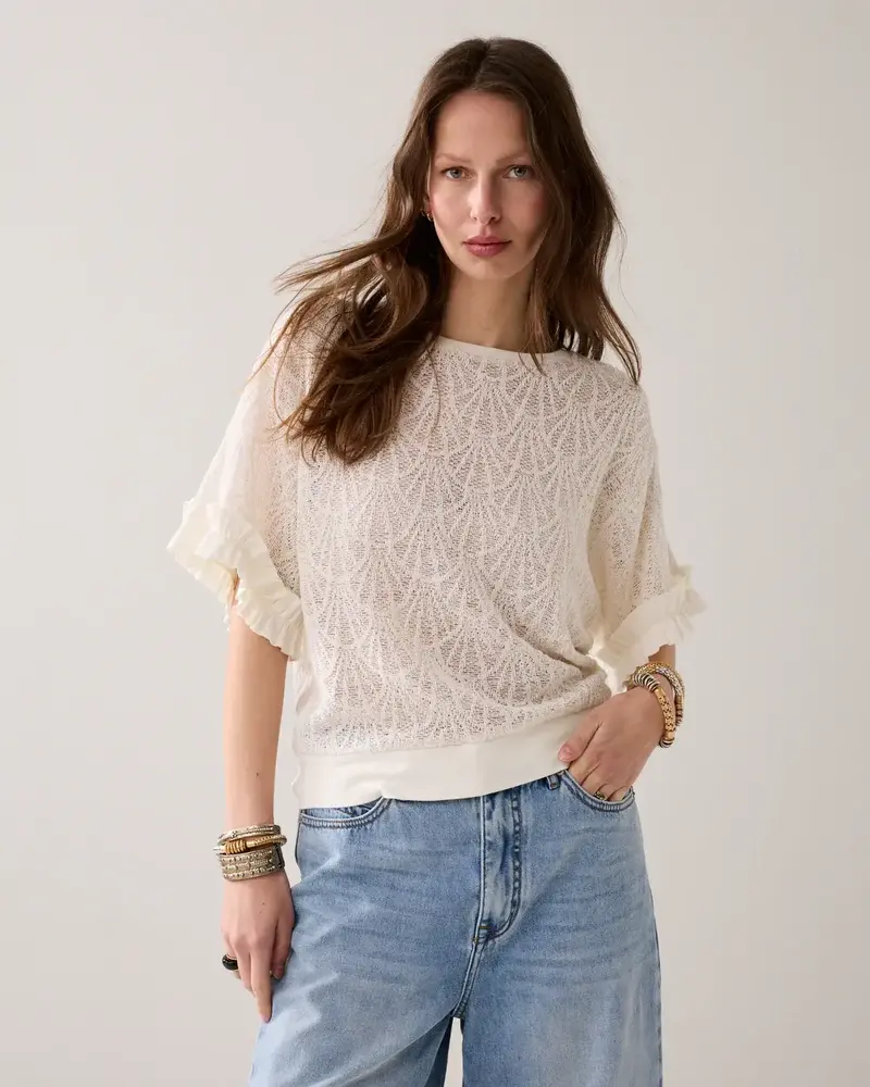 Summum Woman Top Open jaquard - Off White