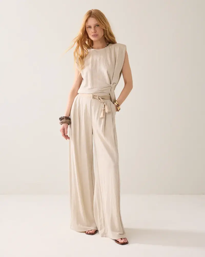 Summum Woman Trouser Linen look - Pebble Beige