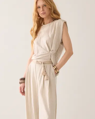Summum Woman Trouser Linen look - Pebble Beige