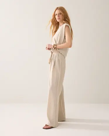 Summum Woman Top Linen look - Pebble Beige