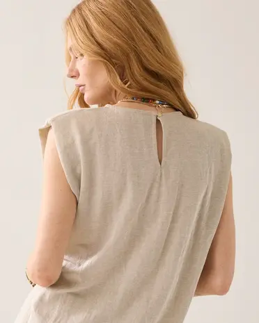 Summum Woman Top Linen look - Pebble Beige