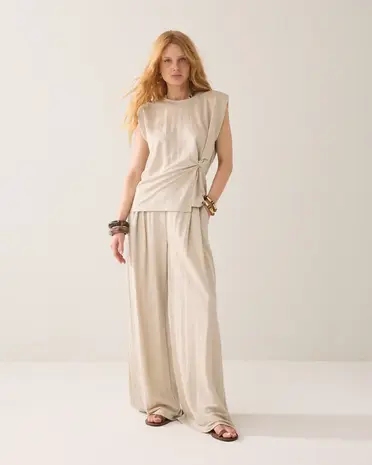 Summum Woman Top Linen look - Pebble Beige