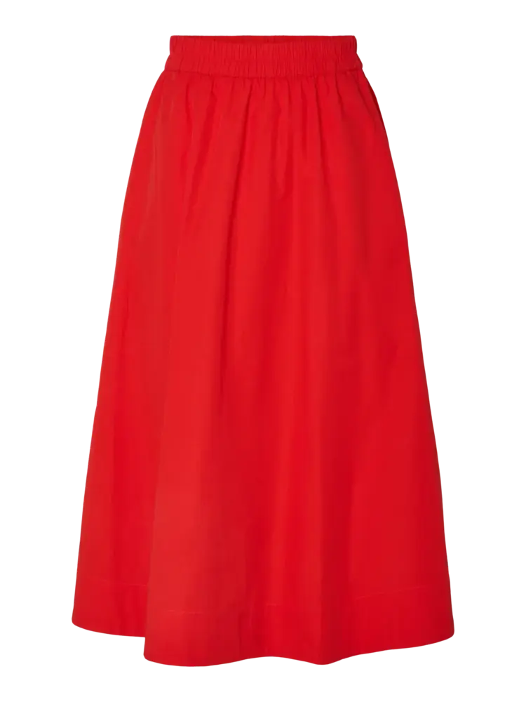 YAS Colea HW Ankle Skirt – Fiery Red