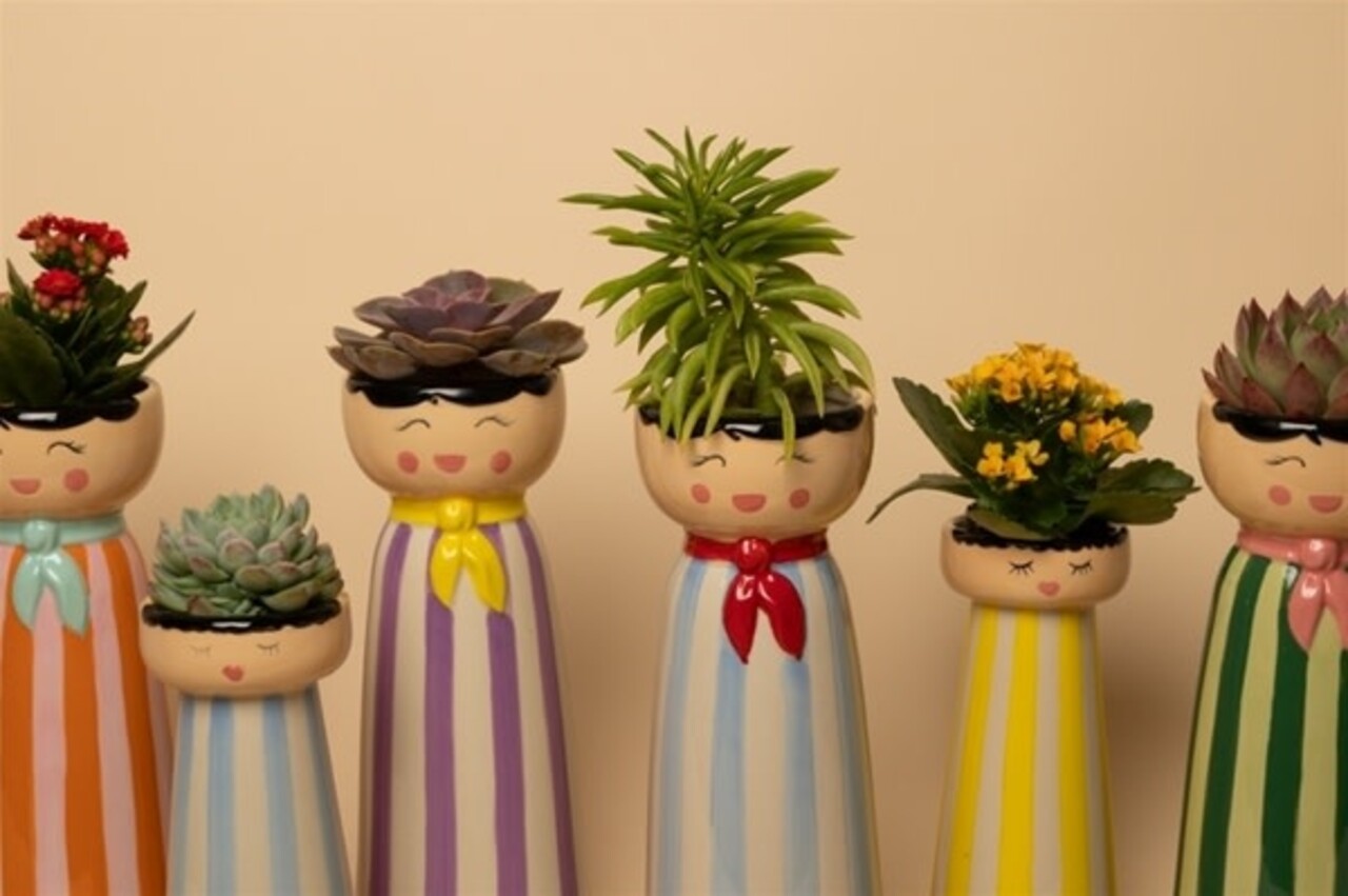 Eja International Vaas mrs & miss - Green/rosa